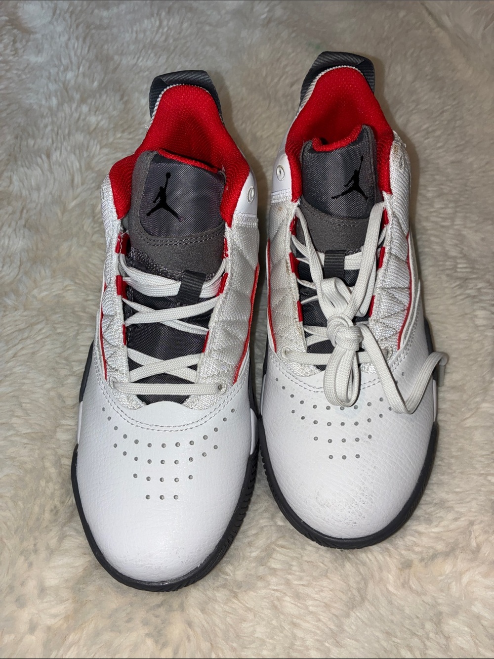 Jordan Kids White, Red & Gray Low-Top Sneakers